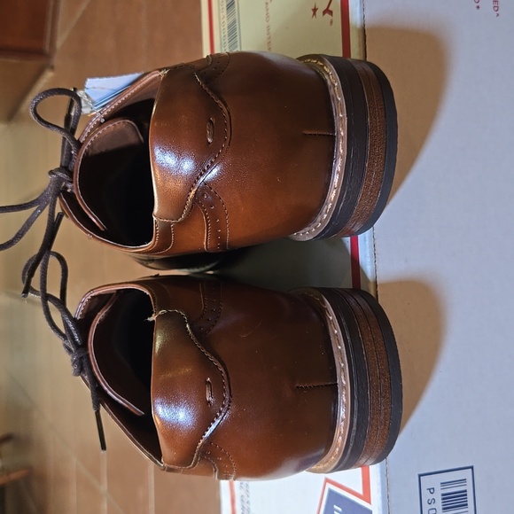 Nunn Bush Men's Centro Fles Plain Toe Oxford Cognac Leather Synthetic Size 9.5W - Picture 5 of 10